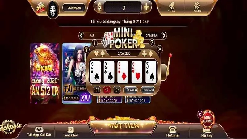 Top 3 mini game hay tại các sân chơi cá cược mini poker 