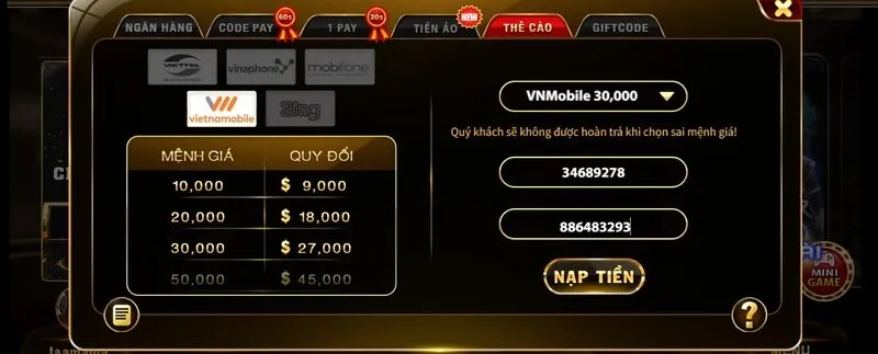 top 3 thẻ cào nên nạp game bài Lựa chọn 1 trong 3 kênh hỗ trợ và thực hiện